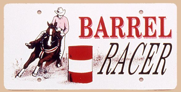 LICENSE PLATE, BARREL RAC