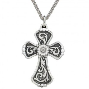 NECKLACE, ANTIQUED CROSS